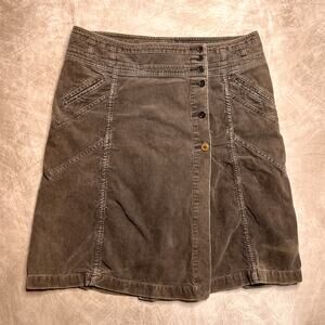Y2K FC UK Jeans Corduroy Skirt Brown Paneled Midi Women's 10 Y2K